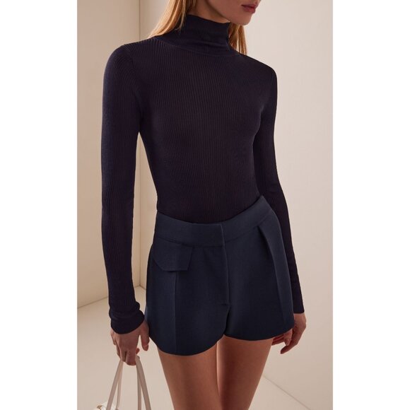 Brandon Maxwell The Cooper Ribbed-Knit Turtleneck Sweater Black Size XS NWT - Picture 1 of 5